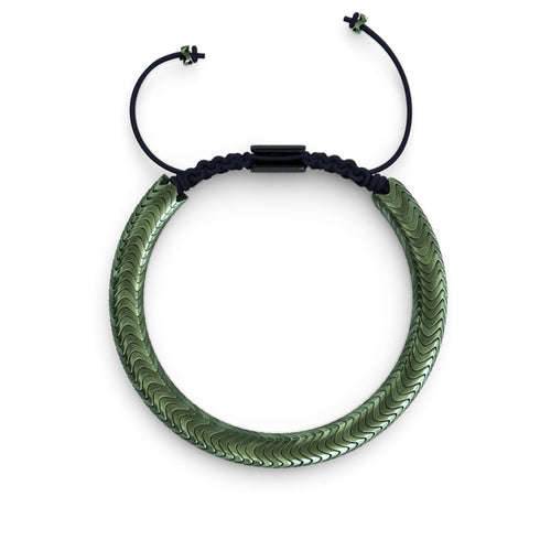 Serpentine | Emerald Hematite x Silver | Double Wave Bracelet